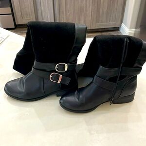 Qupid Plateau Above Knee Buckle Riding Boots - Zipper Closure.